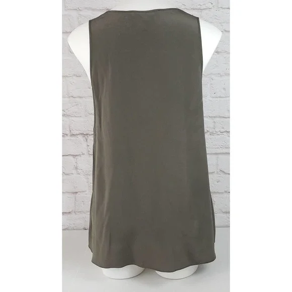 BCBGMaxAzria Mura Top/Tank ~ Dark Green/Olive Fringed 100% Silk ~ Size Small - Picture 6 of 9